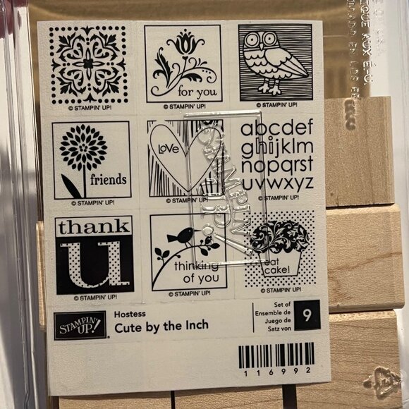 Stampin Up! Cute By The Inch Rubber Stamp Set Of 9 Hostess Alphabet Owl Cake Flo - Picture 1 of 2